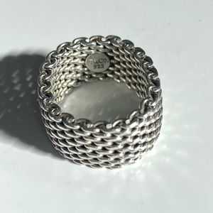 Silver Tiffany Somerset Woven Mesh Ring size 9 - 9.5